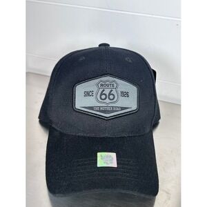 Route 66 The Mother Road Hat Cap Black Graphic‎ Patch Adjustable Baseball NWT